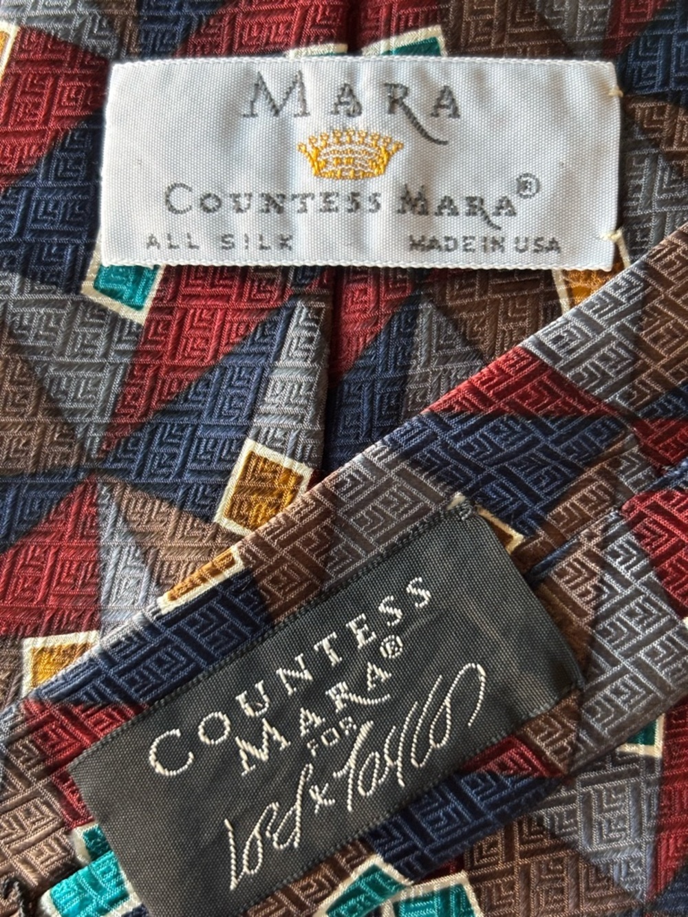 Countess Mara Silk Geometric Multicolor Tie